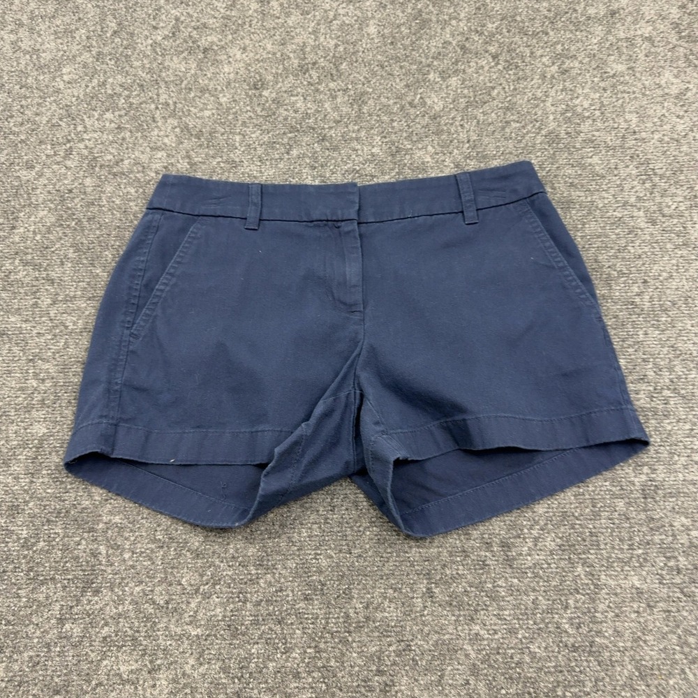 J Crew Shorts Womens 4 Navy Blue Cotton Chino Preppy Casual Classic
